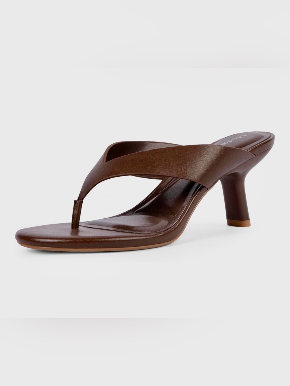 Brown Leather Thong Heel Sandal